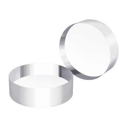 Acrylic Round Display Block, 2 Pieces 3 x 3 x 1 Inches Edge Polished Clear Display Pedestal Display Base