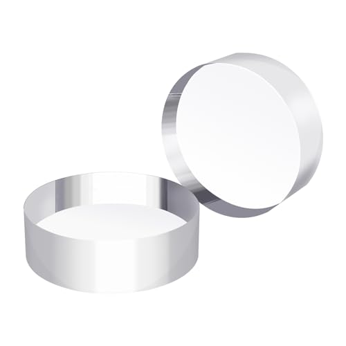 Acrylic Round Display Block, 2 Pieces 3 x 3 x 1 Inches Edge Polished Clear Display Pedestal Display Base