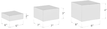 Red Co. Set of 3 Glossy Silver Acrylic Cube Display Nesting Risers with Hollow Bottoms - color: Silver, size: 6",7",8" - 1 Pack