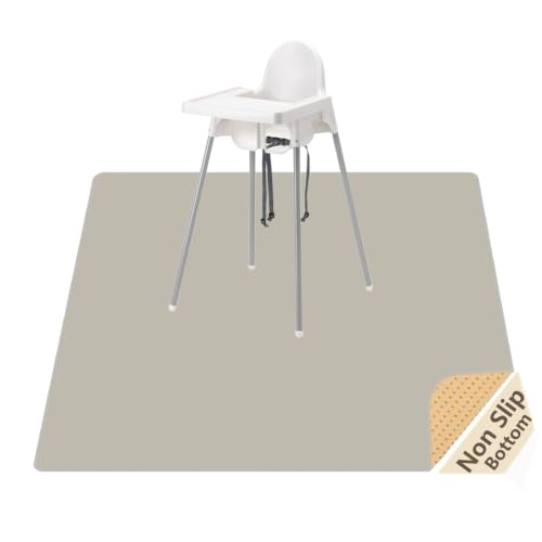 Splat Mat for Under High Chair, Waterproof Washable High Chair Floor Mat | 51"×51" Reusable Splash Mat and Food Mat for Baby Meals, BLW, Crafts, Play. Non-slip Backing, Wipeable Floor Protector - color: Oatmeal