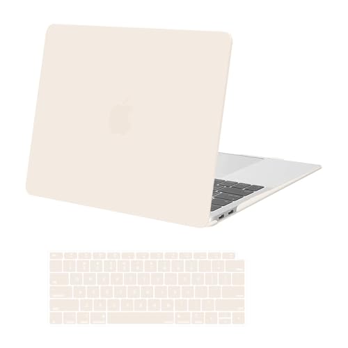 MOSISO Compatible with MacBook Air 13 inch Case M1 2021 2020 2019 2018 Release A2337 A2179 A1932 Touch ID, Plastic Hard Shell Cover&Keyboard Cover for MacBook Air 13.3 inch Case M1, Beige - color: Beige