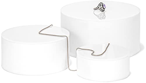 Red Co. Set of 3 Sizes (6", 5", 4") Acrylic Round Cylinder Display Nesting Riser Stands with Hollow Bottoms, Glossy White - color: White, size: 6", 5", 4"