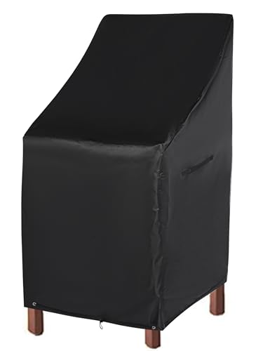 RosieLily Patio Chair Covers High Back Outdoor Bar Stool Covers (1 Pack-Black, 28.35"W x 36.22"D x 47.24"H) - color: 1 Pack-Black, size: 28.35"W x 36.22"D x 47.24"H