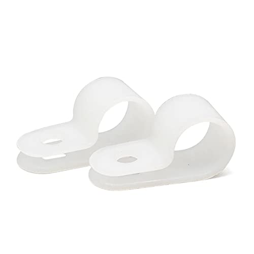 100Pcs White Nylon R-Type Cable Clamps, 3/4 Inch Wire Organizer | Nylon durable material, R-Type cable fixing clips, Ideal for household wire management, Office Cable Management - size: 3/4 INCH 100PCS R-Type