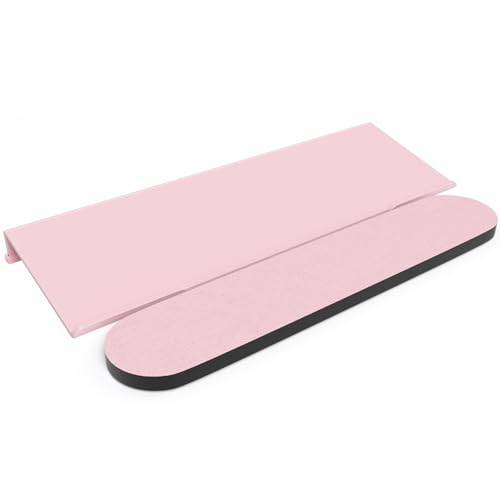 Richboom Ergonomic Computer Keyboard Stand - Acrylic Tilted Computer Keyboard Holder for Easy Typing, Keyboard Riser with Silicone Anti-Slip Case for Office Desk, Home, School, Pink - color: Clear + White Case