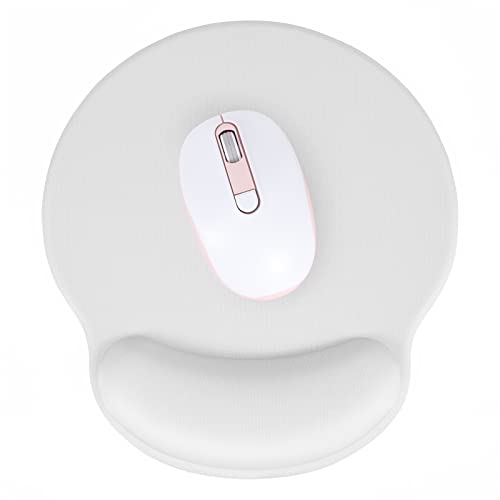 Hsurbtra Ergonomic Mouse Pad with Wrist Rest Support, Gel Mouse Pads with Non-Slip PU Base, Pain Relief Memory Foam Computer Mat, Cute Office Supplies Desk Decro Accessories, Ivory White - color: Ivory White, size: X-Large