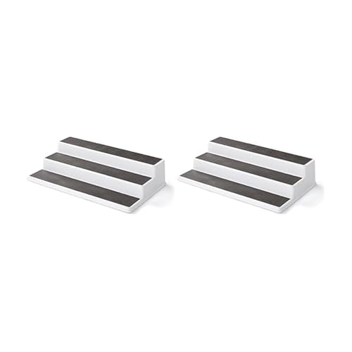 Copco 2555-0188 Non-Skid 3-Tier Spice Pantry Kitchen Cabinet Organizer, 15-Inch, White/Gray (Pack of 2) - color: White/Gray, size: 15-Inch (Pack of 2)