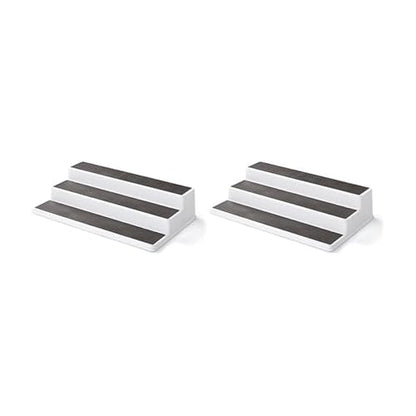 Copco 2555-0188 Non-Skid 3-Tier Spice Pantry Kitchen Cabinet Organizer, 15-Inch, White/Gray (Pack of 2) - color: White/Gray, size: 15-Inch (Pack of 2)