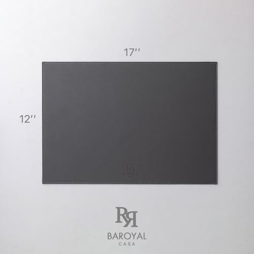 Baroyal Faux Leather Placemats Set of 6 Vinyl Washable Wipeable Table Mats for Kitchen Dining Table Heat Resistant Waterproof Modern Indoor/Outdoor Placemats Non-Slip Easy Clean Place Mats (Dark Gray) - color: B-dark Gray