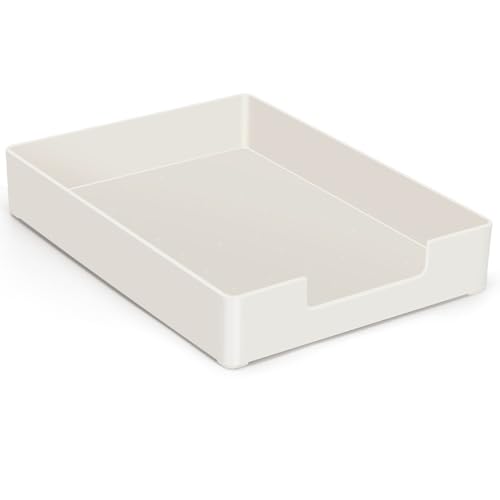 Paper Tray, 1-Pack Letter Tray, Desk Tray Organizer, Plastic A4 Letter-Size Printer Paper Holder, Rectangular Desktop Stackable File Mail Document Storage Container for Office Supplies School Home - color: White-1 Pack