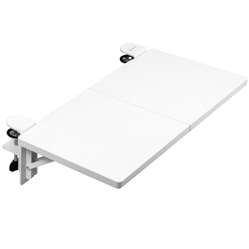 VIVO White Clamp-on 24 x 12 in Desk Extender, DESK-EXT24W | Foldable, Wrist Support Arm Rest, Office Keyboard Tray, Side Table Extension Attachment