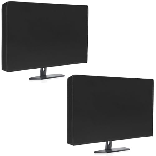 Luxiv 2Pack Waterproof Computer Monitor Dust Cover, Black Full Body Cover for Computer Screen Protective Sleeve for Desktops Anti-Static LCD-Silky HD Panel Dust Sleeve(LLW-computer cover 2P-S)