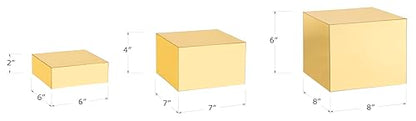 Red Co. Set of 3 Glossy Gold Acrylic Cube Display Nesting Risers with Hollow Bottoms - 2 Pack - color: Gold, size: 6",7",8" - 2 Pack