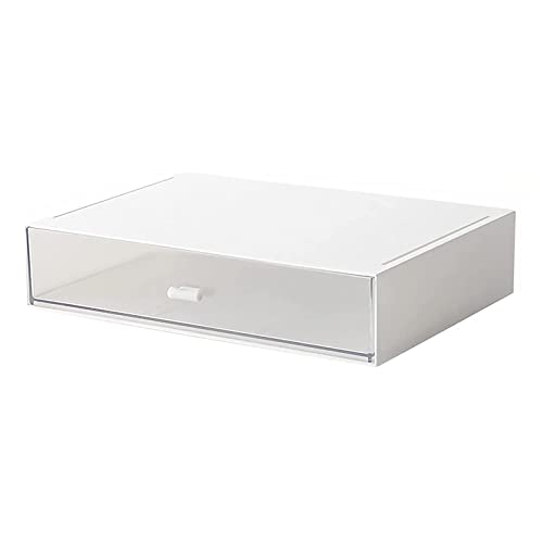 Desk Organizer with Drawers Stackable Storage Drawers, Plastic Compact Desk Storage Box Great for Office School Home Small Space- 1drawers (White) - size: 9*6.5*2inch - 1 Compartment