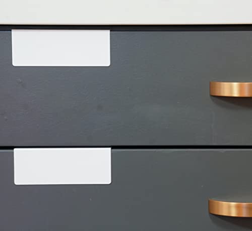Clip-On Metal Cabinet and Drawer Labels – Reusable Chalkboard Labels for Kitchen, Bathroom, Dresser Drawers. Durable. Polished Edge. No Residue. - color: White, size: 8 Pack