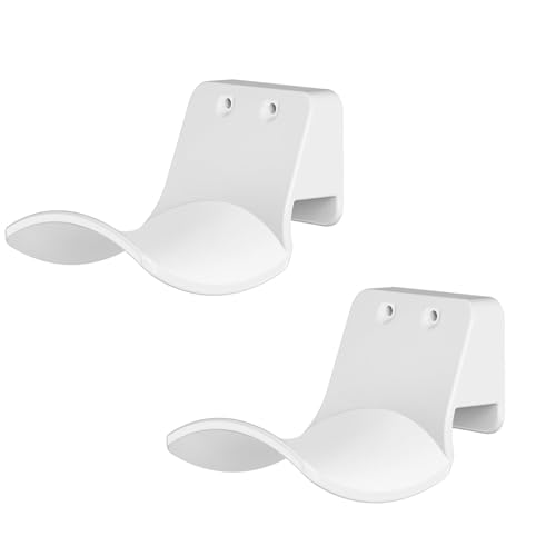 2-Pack Wall Mount Headphone Hanger, Adhesive Screw-in Headset Holder Hook, Under Desk Curved Headphone Stand for Gaming PC, PS5, Xbox Accessories, White - color: White A(2 Pack)