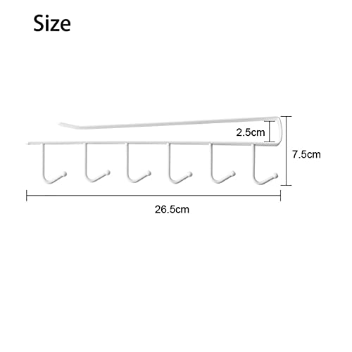 Kitchen Hook Holder Under Cupboard, Under Cabinet Utensils Hanging Hooks Rack, Drilling Free Cabinet Door Hanging Hook Rack,6 Hooks Kitchen Storage Utensil Organizer Hook Rack,2 Pack (White) - color: White 2pcs