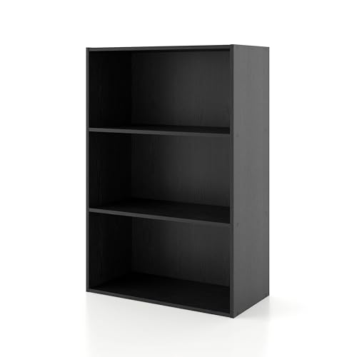 Homes: Inside + Out Apexa 3-Tier Cube Storage Organizer Shelves, Stackable Wood Bookcase Fits Cubby Bins for Organization, Dorm Teen Room Decor & Home Office, Black - color: Black, size: 3-tier