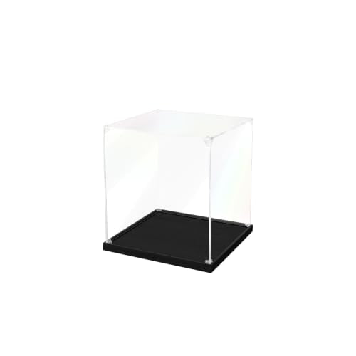 JUJOMAT Acrylic Display Case for Collectibles Clear Acrylic Display Box for Lego Action Figures Doll Hobby, Dustproof Stackable Storage Case, Assembly Required, Black Base (6 x 6 x 7 inches) - color: Black, size: 6 x 6 x 7 inches