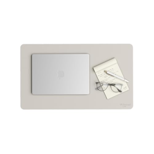 Smead Desk Pad, Vegan Leather Desk Mat with Non-Slip Faux Suede Backing, Perfect Desk Organizer for Office Decor, 23.6” x 13.7” Small, Sandstone (64836) - color: Beige, size: 13.7" x 23.6"