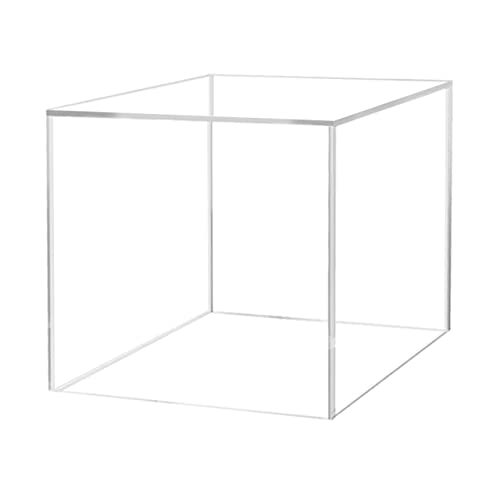 8" Acrylic Display Riser Box with One Open Side No Lid Versatile Clear Square Lucite Retail Merchandise Storage Bin or Product Platform No Assembly by Marketing Holders - color: 8" Clear