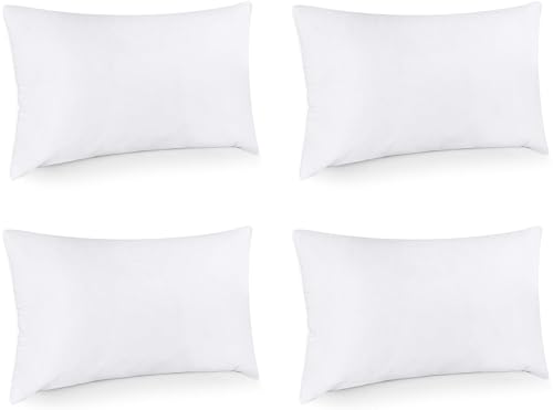 Utopia Bedding Throw Pillows (Set of 4, White) – 12 x 24 Inches Down Alternative Pillows for Bed, Sofa, and Couch - Fluffy Decorative Stuffer Pillow for Indoors & Outdoors - size: 12x24 Inch