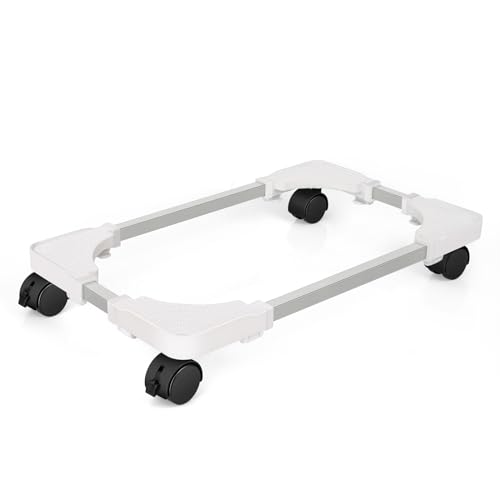 Liitrton Mobile CPU Stand Adjustable Computer Tower Stand with 4 Caster Wheels Fits Most PC (White) - color: White