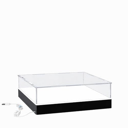 Light Up Acrylic Display Case with RGBW LED Lights, USB Powered with Switch Panel & App Control, Clear Collectible Display Box for Books, Medals, Stamps and Cards, 12x12x4 Inch - size: 12''(L) x 12''(W) x 4''(H)