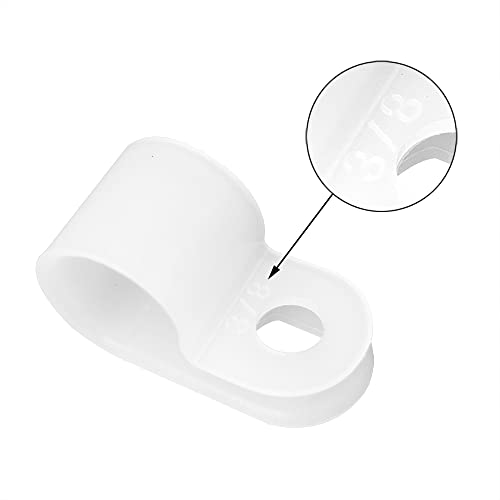 Cable Clamp R-Type Cable Clip Wire Clamp 3/8" Nylon Screw Mounting Cord Fastener Clips with Screws for Wire Management - White - 50 Pcs - size: 3/8" White