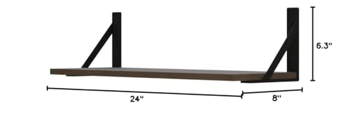 Forbena 24 Inch Long Floating Shelves for Wall Set of 3, Wooden Wall Bookshelf for Bedroom, Large Rustic Wood Hanging Book Shelves for Living Room Plants Kitchen Office Closet Storage (Dark Brown) - color: Rustic Brown, size: 24 x 8 Inch