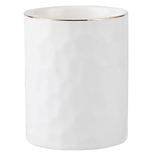 HANKOR Ceramic Pen Holder Cup Pencil Holder for Desk, Makeup Brush Holder Organizer for Office Home, White - color: White