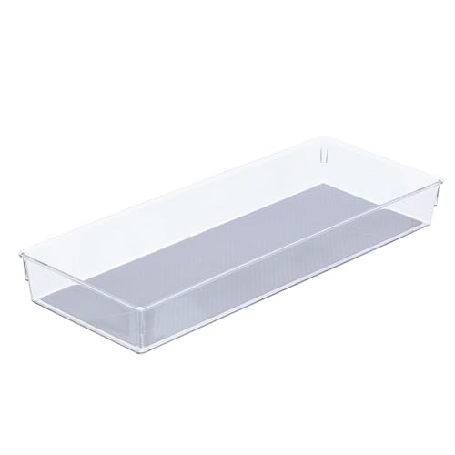 Glad Drawer Organizer Bin, 15x6 - Heavy Duty Clear Plastic Storage Tray for Junk Drawers, Kitchen Utensils, Bathroom Vanity, and Organizing Pantry - BPA Free, Food Safe, Non Slip - size: 15x6