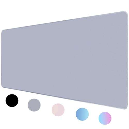 Bloss Desk Mat, Non-Slip Desk Pad Mat Protector, Large Desk Mat for Keyboard and Mouse, Gray Desk Mousepad with Stitched Edges, Keyboard Pad for Gamer, Office(31.5×11.8 Inches) - color: Gray, size: 31.5 in x 11.8 in x 0.12 in