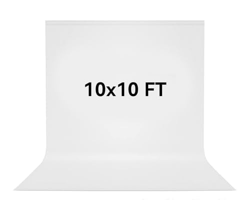 10 x10 FT White Backdrop Background, 100% Polyester Large Pure White Photo Backdrop, Foldable Washable Screen for Photography Party Portrait Photoshoots Booth Video Studio - color: White, size: 10 X 10FT