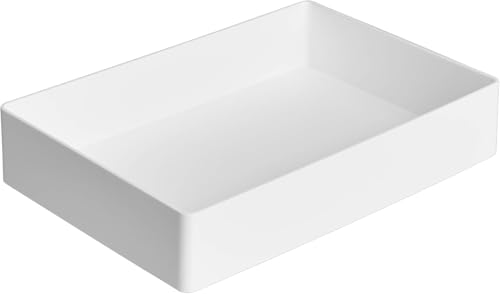 Amazon Basics Rectangular Plastic Desk Organizer with Storage Trays, Accessory Tray, Drawer Organizer, 9.4 x 6.7 x 2 inch, White - size: 9.4" x 6.7" x 2"