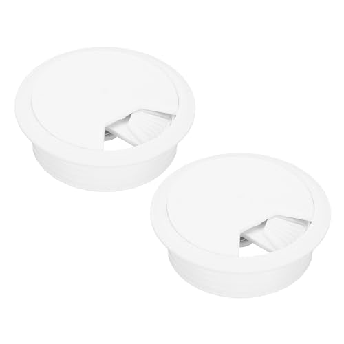 MECCANIXITY 2 Pcs Desk Grommet 2 Inch(50mm), Round Desk Cord Hole Cover Wire Cable Organizer for Home Office Computer Table Cables, White - color: White, size: 2 Inch(50mm)