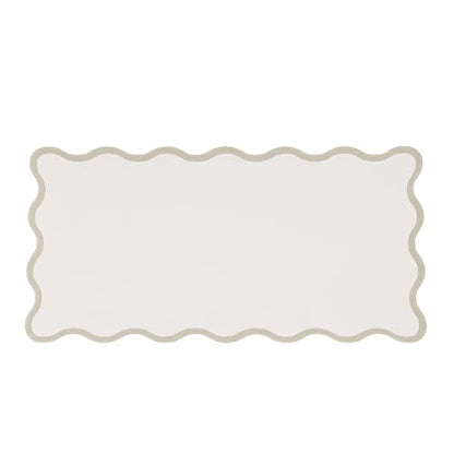 Beige Scalloped Desk Mat, 31.5" x 15.7", PU Leather, Waterproof Anti-Slip, Cute Aesthetic Desk Pad for Office/Home/Game - color: Beige