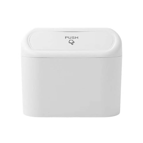 Car Trash Can with Lid Mini Car Trash Can | Auto Dustbin Garbage Organizer | Car Accessories for Interior, Garbage Bin for Car, Home, Office | Essential Multi-Purpose Car Trash Can (White) - color: White