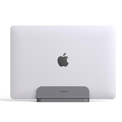 JOKItech Aluminum Laptop Vertical Stand Organizer, Sturdy Laptop Computer Holder Desktop Stand Compatible with new Retina Apple MacBook Pro/Air/Neo, Mac mini & iPad Pro - Spacegrey - color: Spacegrey