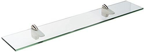 Spancraft Glass F-6x30-Brushed Steel Falcon Glass Shelf, Brushed Steel, 6" x 30" - color: Brushed Steel, size: 6" x 30"