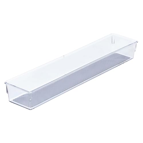 Glad Drawer Organizer Bin, 15x3 - Heavy Duty Clear Plastic Storage Tray for Junk Drawers, Kitchen Utensils, Bathroom Vanity, and Organizing Pantry - BPA Free, Food Safe, Non Slip - size: 15x3