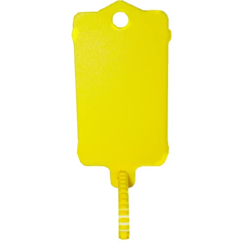 100pcs Reusable Blank Plastic Tags Ties Key Tags 1.45"*2.48" Serrated Tension Sealing Strap with Large Label Plastic Tie Mark Label Waterproof Hang Sign Write on Tag (Yellow, 100pcs) - color: Yellow