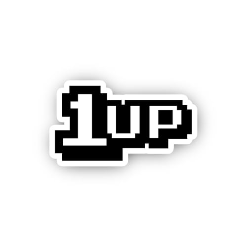 2 (Pieces) 3" and 5" 1UP Pixel Gaming Sticker, Waterproof Vinyl Decals for Many Purpose Like Cars, Trucks, Laptops, Phones, Windows and More
