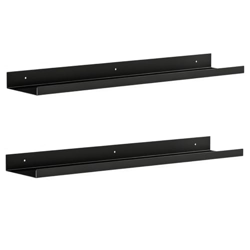 BYCY Metal Floating Shelves Set of 4,15.6 inch Floating Bookshelves for Wall Mounted,Wide Magnetic Book Display Wall Shelves for Classrooms Kitchen Bedroom Room Decor (Black, 23.6inch,2pcs) - color: Black, size: 23.6inch,2pcs