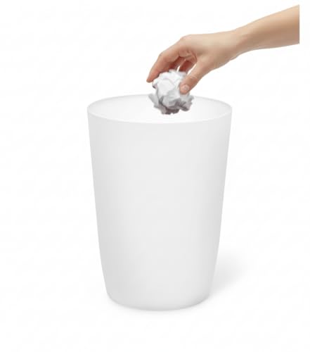 Mini Waste Basket - Durable Small Plastic Garbage Trash Can Bin - Lidless Open-Top, Slim Profile for Compact Spaces - Suitable for Home, Bathroom, Office, Bedroom, Kitchen and More, White - color: White