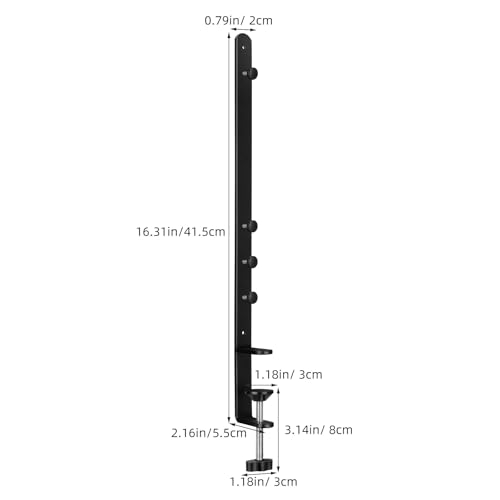 BESPORTBLE Desk Clamp Pegboard Mount, Adjustable Metal Desktop Bracket 2-Pack, No-Drill Table Stand for Home Office Workspace Organization, Black, 16.33 x 2.16 x 0.78 Inches, Iron - color: Black