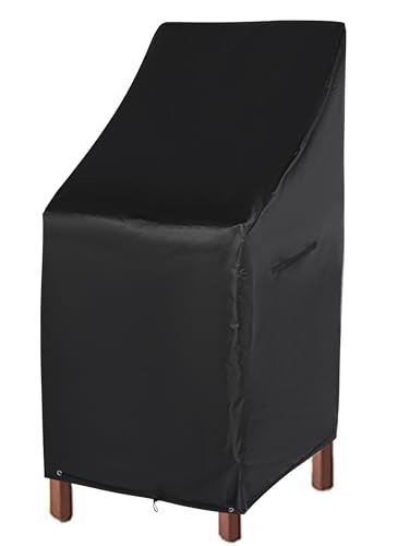 RosieLily Patio Chair Covers High Back Outdoor Bar Stool Covers (1 Pack-Black, 25.2"W x 25.2"D x 47.24"H) - color: 1 Pack-Black, size: 25.2"W x 25.2"D x 47.24"H