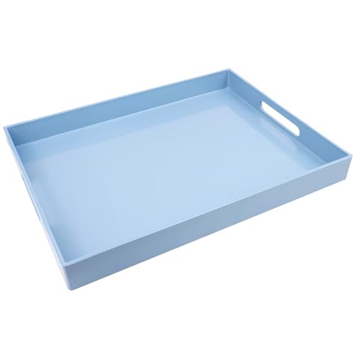 Spsyrine Serving Tray with Handles, Plastic Decorative Tray for Coffee Table, Living Room, Home Decor, 3040B - color: Multi B