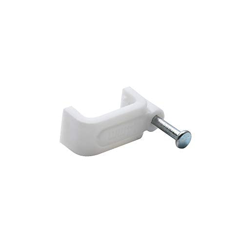 100pcs 14mm Flat Ethernet Cable Wire Clips Single Coaxial Cable Clamps with Nail for Cable Management(White) - color: White, size: 0.55“/14mm,100pcs