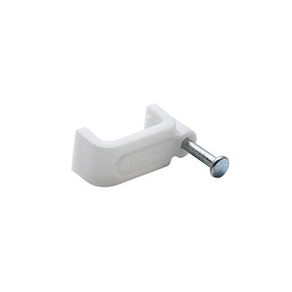 200pcs 14mm Flat Ethernet Cable Wire Clips Single Coaxial Cable Clamps with Nail for Cable Management(White) - color: White, size: 0.55“/14mm,200pcs